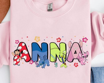 Camiseta personalizada de Disney Pleakley Angel Scrump Nani Pelekai, camiseta personalizada con nombre de Lilo y Stitch, regalos familiares para vacaciones en Disneyland