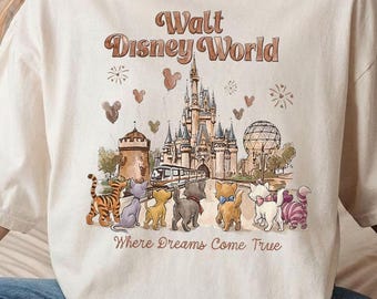 Vintage Disney Cats T-Shirt, The Aristocats Marie, Cheshire, WDW Magic Kingdom Tee, Disney Cats Fan Gift 2026, Family Disney Trip