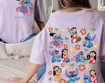 Custom Disney Lilo & Stitch Aloha Hawaii Shirt, Ohana Means Family T-shirt, Disneyland Family Matching Vacation, Grumpy Stitch Gift for Her