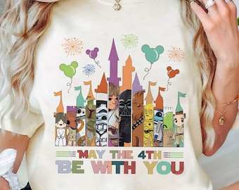 Vintage Schloss Möge die Macht mit Dir sein Shirt, Star Wars Party Tshirt, Disneyland Familienurlaub 2026, Galaxy's Edge Reise, Magic Kingdom