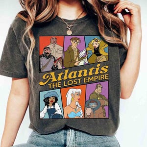 Atlantis The Lost Empire Characters T-shirt, Disneyland Family Holiday Trip, Disney Kida Nedakh Milo Thatch Helga Sinclair Tee