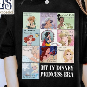 Disney All Princess Quotes Shirt, Retro In My Disney Princess Era T-shirt, Tiana Ariel Elsa Rapunzel Belle Jasmine Tee, Magic Kingdom Trip