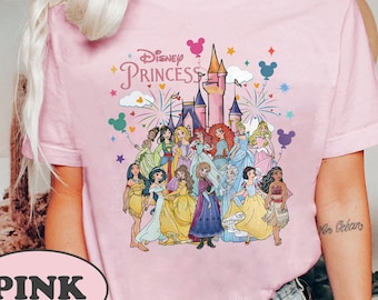 Vintage Disney Princess Shirt, Disneyland Castle Retro Tshirt, Disney Girl Trip, Princess Birthday Party, Belle Aurora Tiana Ariel Elsa Anna