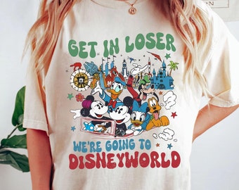 Camiseta vintage "Entra, perdedor, vamos a Disneylandia", camiseta divertida de Mickey y sus amigos, vacaciones familiares en Disneylandia 2026, Magic Kingdom