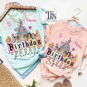 Camiseta personalizada de princesa Disney para niña, regalo de viaje familiar de cumpleaños a Disneyland Castle, camiseta de equipo de cumpleañera.