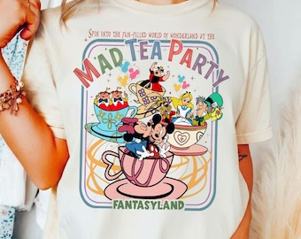 Vintage Mickey and Minnie Mad Tea Party T-Shirt, Alice in Wonderland Tee, Disney Squad Teacup Shirt, Magic Kingdom Disneyland 2026 Trip