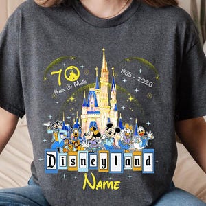 Customize Mickey & Friends Disneyland 70Th Anniversary Shirt, Disneyland 1955-2025 70 Years Of Magic Tshirt, Disneyland Family Vacation Tee