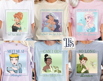Vintage Disney World Shirt, Triff mich um Mitternacht Cinderella T-Shirt, Prinzessin Jasmine Shirt, Tinker Bell Never Grow Up Shirt, Disney Girl Tee