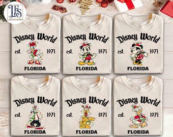 Retro Disneyworld Christmas Sweatshirts, Disneyworld Est 1971 Christmas Shirts, Mickey And Friends Christmas Shirt, Disney Christmas Shirt