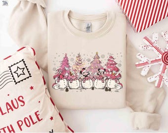 Vintage Mickey And Friend Pink Christmas Tree Shirt, Disney Holiday Shirt, Cute Pink Christmas Shirt, Disney Christmas Shirt, Christmas Gift