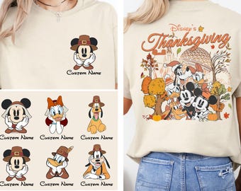 Vintage 2-Sided Disney Thanksgiving Shirt, Mickey And Friends Thanksgiving Tshirt, Pumpkin Spice Season, Cute Fall Tee, WDW Disneyland Trip