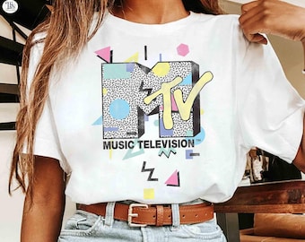 MTV Retro Shape Design Logo Graphic Shirt, MTV Birthday Girl Trip, 80s & 90s Mtv Wash Shirts, Vintage MTV Family Matching Tee