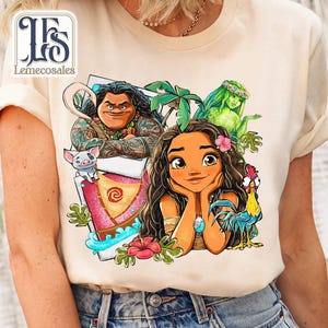 Vintage Disney Moana 2 Film Shirt, süßes Disney Prinzessin Tshirt, Hei Hei Hahn und Pua, Disneyland Birthday Girl Trip, Magic Kingdom