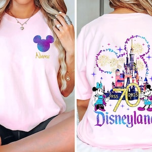 Custom 2-Sided Disneyland 70Th Anniversary 1955-2025 Shirt, 70 Years Of Magic Tshirt, Disneyland Family Vacation Tee, Platinum Celebration