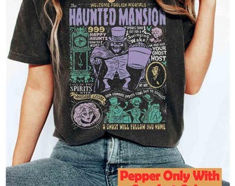 Disney Hitchhiking Ghosts Madame Leota Hatbox Ghost Shirt, Mickey's Not So Scary Party Trip, Haunted Mansion Halloween Tee