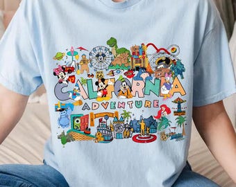 Vintage Disneyland California Adventure Shirt, Disney Characters Squad Retro Tshirt, Disneyland Family Vacation 2026 Trip, The Magic Kingdom
