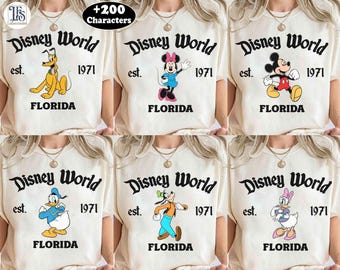 Customize Disneyworld Est 1971 Shirt, Disney Family Trip Gift, Retro Disney All Characters Shirt, Disney Group Shirt, Mickey and Friends Tee
