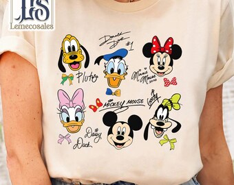 Coquette Bows Signatures Mickey And Friends Shirt, Mickey And Co Disney Vintage T-shirt, Disneyland Family Vacation 2026, Magical Kingdom