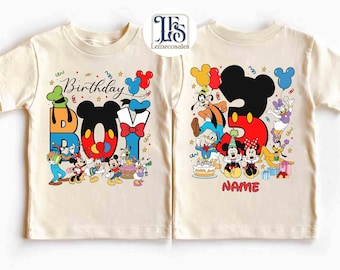 2-seitiges Disney Mickey & Friends Geburtstagsjungen-Shirt, personalisiertes bestes Geburtstags-T-Shirt aller Zeiten, Benutzerdefiniertes Alter Geburtstag Disney-Shirt, Disneyland-Reise