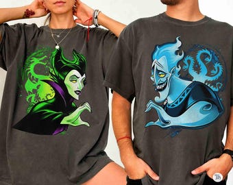 Camiseta divertida de los villanos de Disney, Maléfica y Hades, regalo de aniversario de Disney, camiseta a juego de pareja de villanos, regalo para vacaciones en Disneyland.