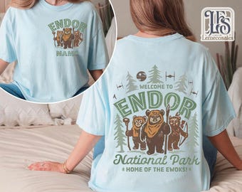 2-Sided Disney Star Wars Shirt, Vintage Endor National Park Tshirt, Home Of The Ewoks, Disneyland Family Vacation 2026, Galaxy's Edge Trip