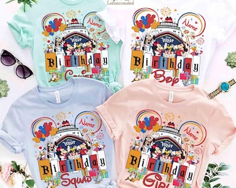 Personalized Mickey & Friends Birthday Disney Cruise Line Shirt, Wish Wonder, Disney Birthday Cruise Ship Family Trip Tee, Birthday Boy Girl