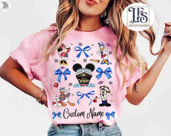 Personalized Coquette Bows Mickey & Friends Disney Cruise Line Shirt, Disney Wish Fantasy Magic Wonder 2026 Matching Tee, Family Cruise Gift
