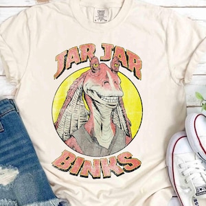 Retro Team Jar Jar Binks Funny Star Wars Fan Shirt, Disney Galaxy&#39;s Edge Trip Shirt, Disneyland Family Holiday 2025 Vacation Trip