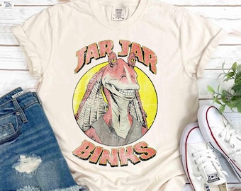Camiseta retro de Jar Jar Binks para fans de Star Wars, camiseta para el viaje a Disney Galaxy's Edge, vacaciones familiares en Disneyland 2026