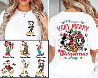 Vintage 2-Sided Mickey&#39;S Very Merry Christmas Party 2024 Shirt, Mickey And Friends Xmas Tshirt, Disney Xmas Family Trip Shirts,Magic Kingdom