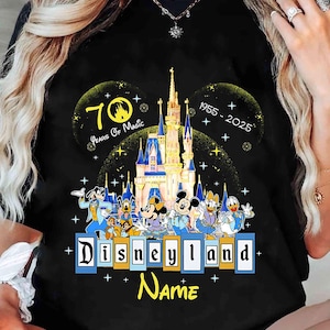 Custom 2-Sided Disneyland 70Th Anniversary 1955-2025 Shirt, 70 Years Of Magic Tshirt, Disneyland Family Vacation Tee, Platinum Celebration