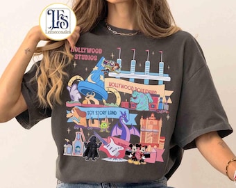 Camiseta retro de Disney Hollywood Studios, camiseta de Toy Story de Disney, camiseta de viaje familiar de Disney, camiseta de Star Wars, Mickey y sus amigos en la Torre de Hollywood.
