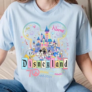 Custom Disneyland 70Th Anniversary 1955-2025 Shirt, 70 Years Of Magic Tshirt, Disneyland Family Vacation Tee, Disney Platinum Celebration