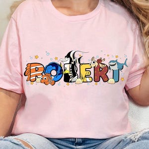 Custom Name Finding Nemo Shirt, Personalized Disney Marlin Dory Darla Bruce Tshirt, Disneyland Vacation Holiday Family Gifts, Magic Kingdom