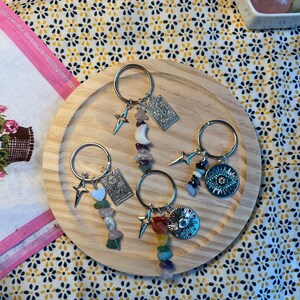 Crystal Boze Oog Tarotkaart Handgemaakte Sleutelhanger - Ster, Amethist, Agaat, Rozenkwarts, Tarot, Regenboog, Maan, Hart