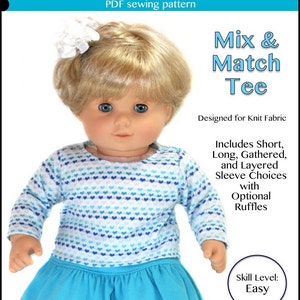 cutie pie & me Baby Mix and Match tee doll clothes pattern for 15&quot; baby dolls PDF