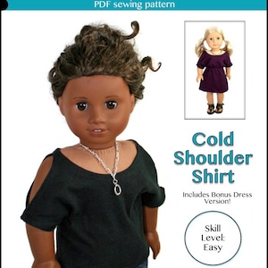 cutie pie & me Cold Shoulder Shirt doll clothes pattern for 18" dolls PDF