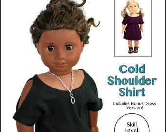 cutie pie & me Cold Shoulder Shirt doll clothes pattern for 18" dolls PDF