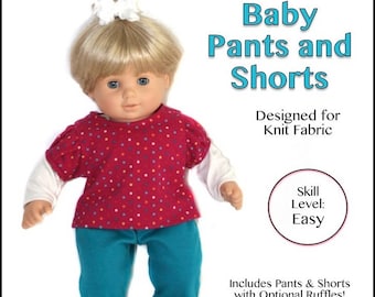 cutie pie & me Baby Pants and Shorts doll clothes pattern for 15" baby dolls PDF