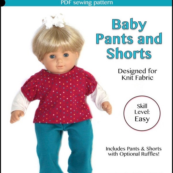 cutie pie & me Baby Pants and Shorts doll clothes pattern for 15" baby dolls PDF