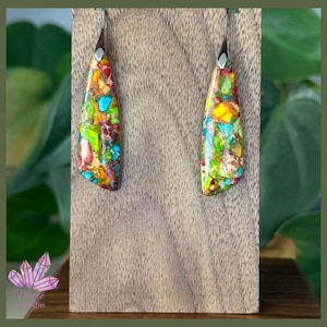 Galaxy Jasper Gemstone Drop Earrings: Sea Sediment Healing Stones