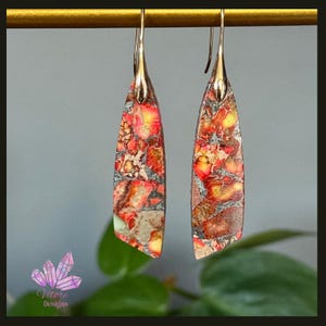 Jasper Drop Earrings, Natural Gemstone Earrings, Natural Jasper Earrings, Healing Stone Earrings, Grounding Gift Idea For Her