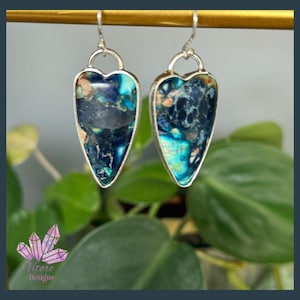 Blue Jasper Drop Earrings, Natural Gemstone Earrings, Natural Jasper Earrings, Healing Stone Earrings, Blue Jasper Earrings, Gift For Her