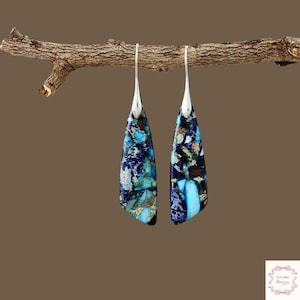 Blue Sea Sediment Drop Earrings, Natural Gemstone Earrings, Natural Jasper Earrings, Healing Stone Earrings, Stress And Anxiety Relief Gift