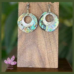 Abalone Round Shell Earrings, Abalone Shell Dangle Earrings Original Gemstone Earrings Handmade Dangle Earrings, Beach Lover Gift For Her