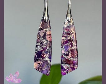 Purple Jasper Drop Earrings: Natural Gemstone, Spiritual Healing