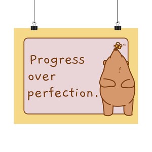 Spedizione gratuita! / Progresso sulla perfezione / Mini poster Honey Bear / Gestione della classe / Genitorialità / Decorazione da parete / Ispirazione