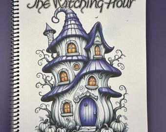 The witching hour, spooky themed coloring book, adult coloring book