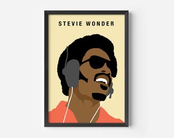 Stevie Wonder Poster, Minimalist Design, Music Poster, Funk Poster, Soul Music Poster, Stevie Wonder Print, Minimal Music Poster, Music Gift