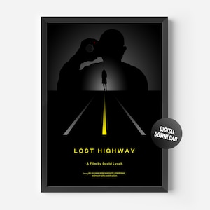 Lost Highway Movie Poster Digital Download, Minimalist Design Poster, Alternative Film Poster, Home Decor, David Lynch, Printable Poster